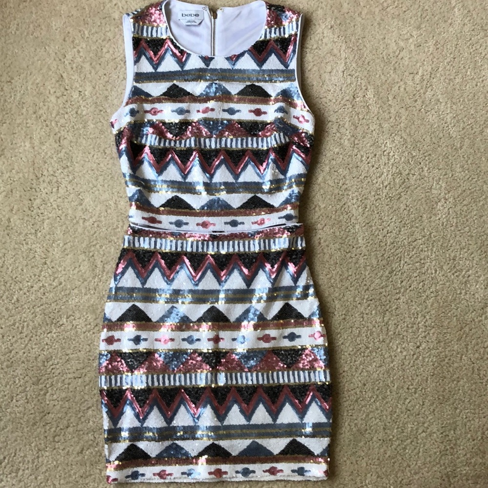 Bebe Sequin Top/Skirt Set Size 2